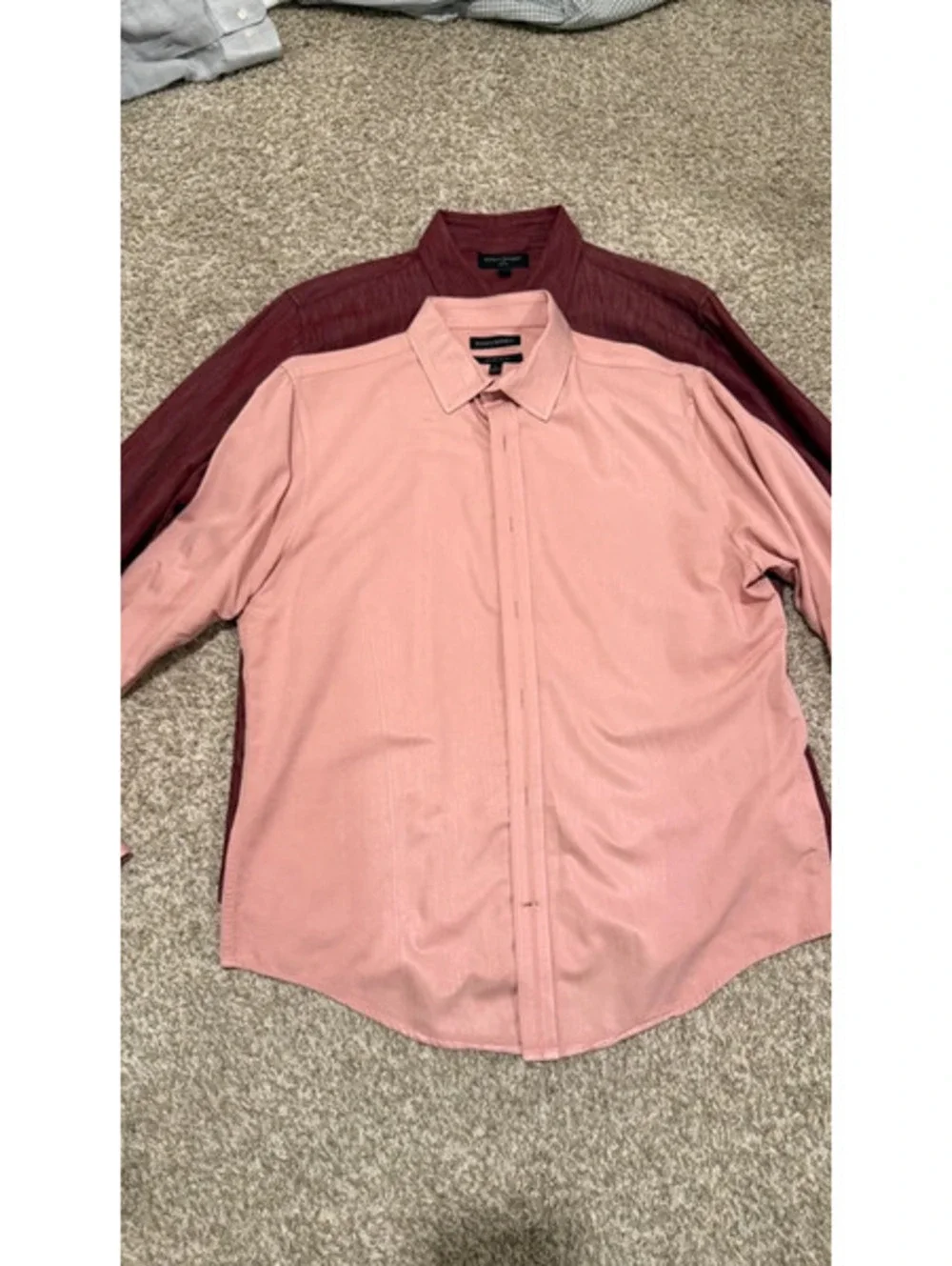 Banana Republic L Untucked Slim Shirt Lot 2 Burgundy Pink